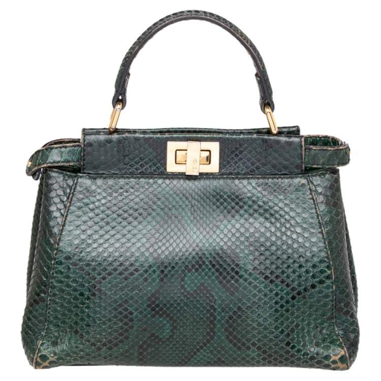 Fendi Green/Black Python Mini Peekaboo Top Handle Bag Fendi | The ...