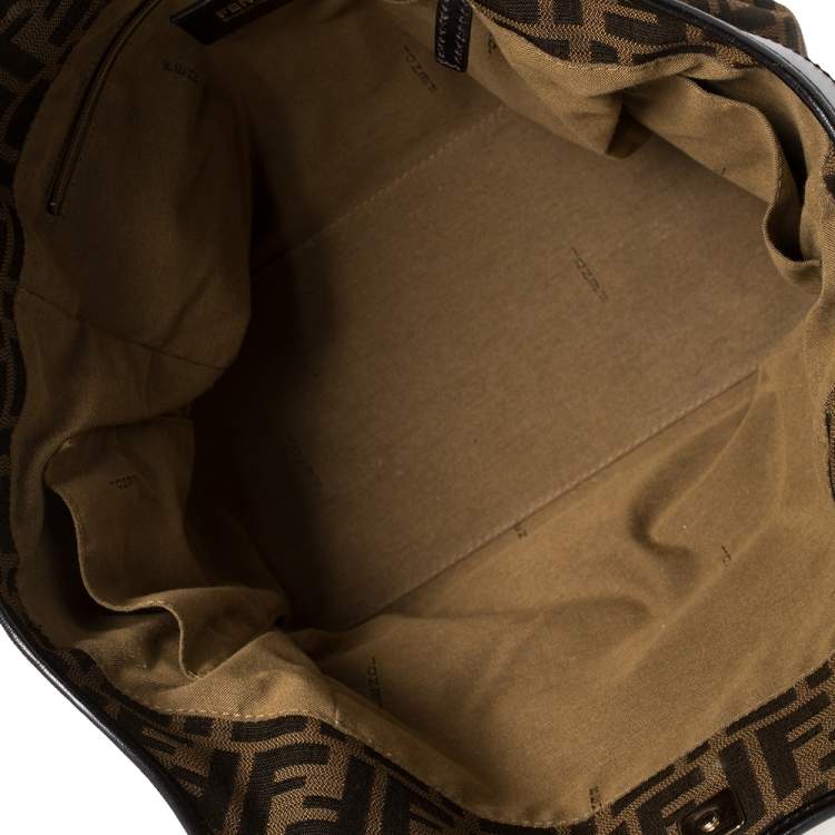 Pre Owned Fendi Tobacco Zucca Canvas and Leather Large Chef Tote