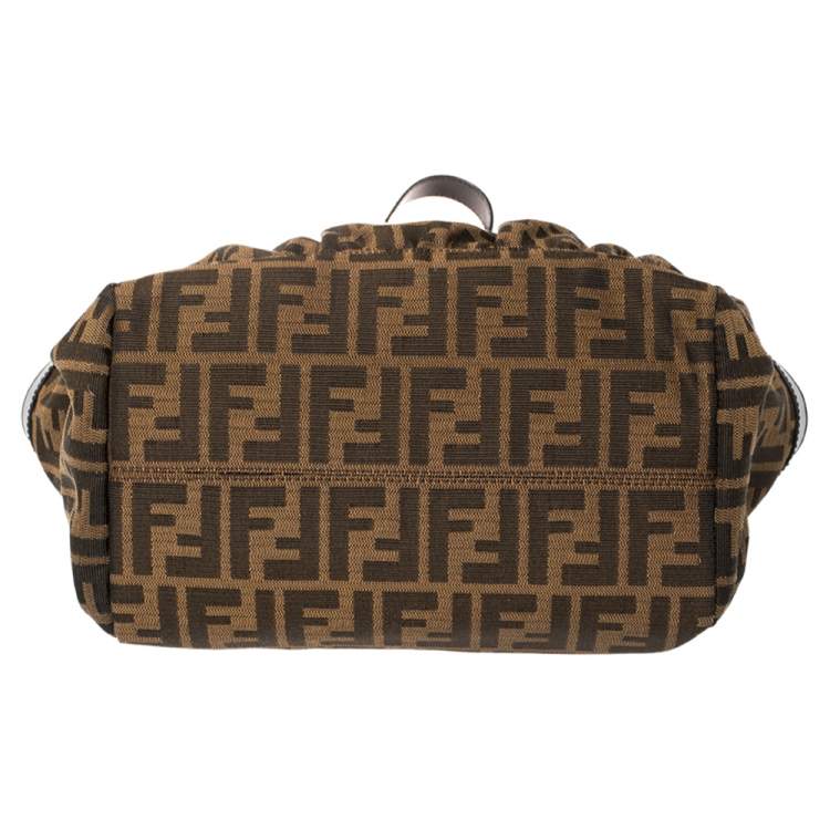 Pre Owned Fendi Tobacco Zucca Canvas and Leather Large Chef Tote