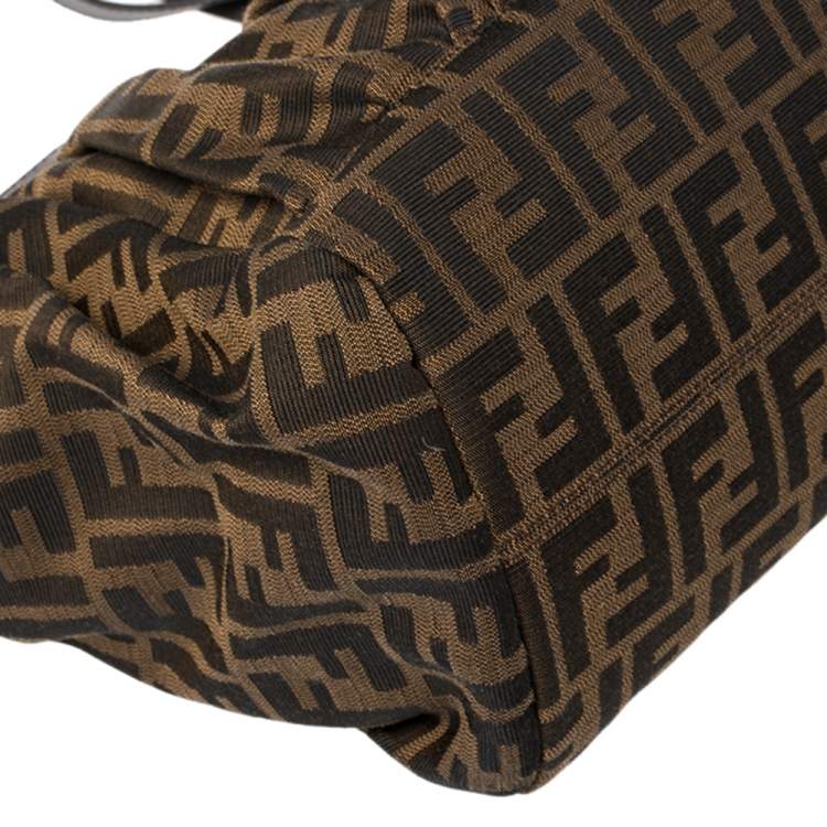 Pre Owned Fendi Tobacco Zucca Canvas and Leather Large Chef Tote