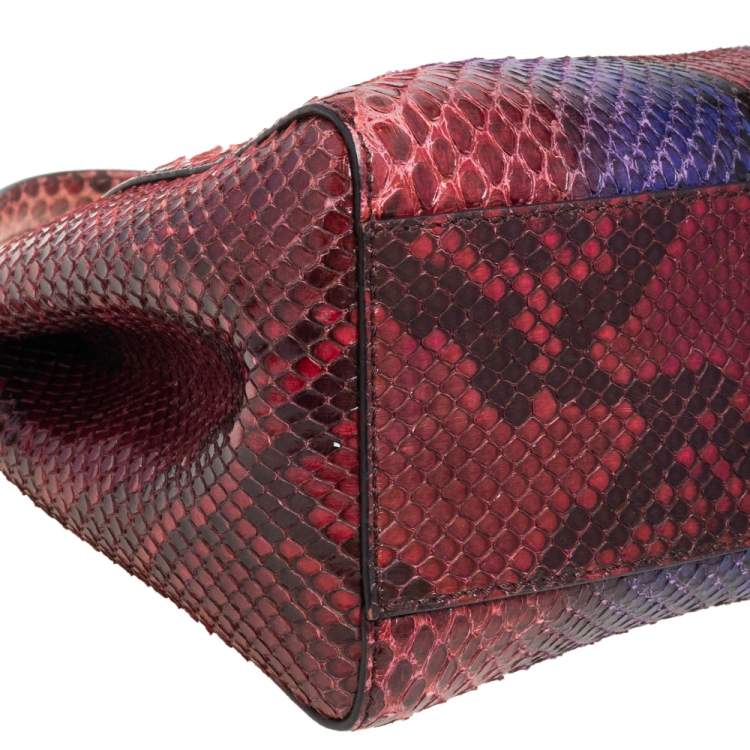 Pre Owned Fendi Multicolor Python Mini Peekaboo Top Handle Bag