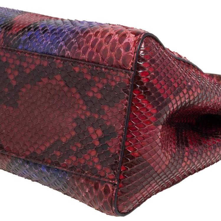 Pre Owned Fendi Multicolor Python Mini Peekaboo Top Handle Bag