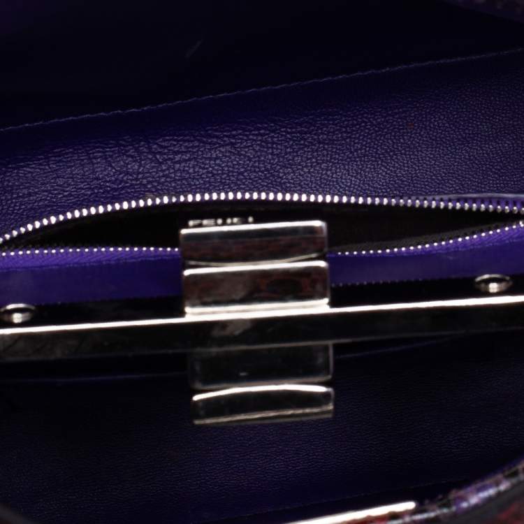 Pre Owned Fendi Multicolor Python Mini Peekaboo Top Handle Bag