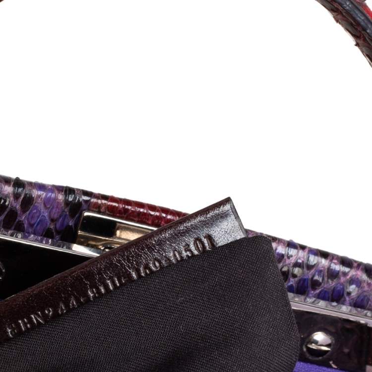 Pre Owned Fendi Multicolor Python Mini Peekaboo Top Handle Bag