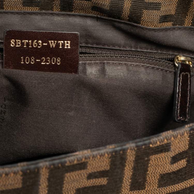 Pre Owned Fendi Tobacco Zucca Canvas and Patent Leather Mia Flap Shoulder Bag