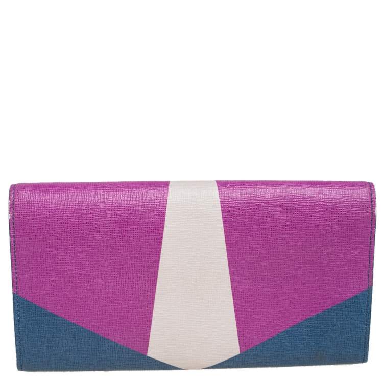 Pre Owned Fendi Multicolor Crystal Embellishment Leather Monster Continental Wallet