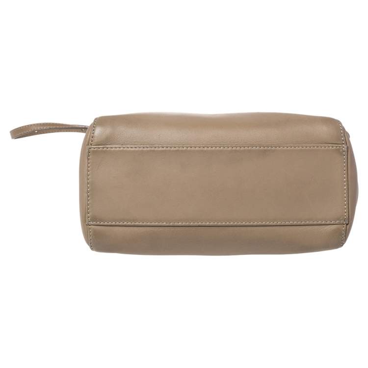 Pre Owned Fendi Beige Leather Mini Peekaboo Top Handle Bag
