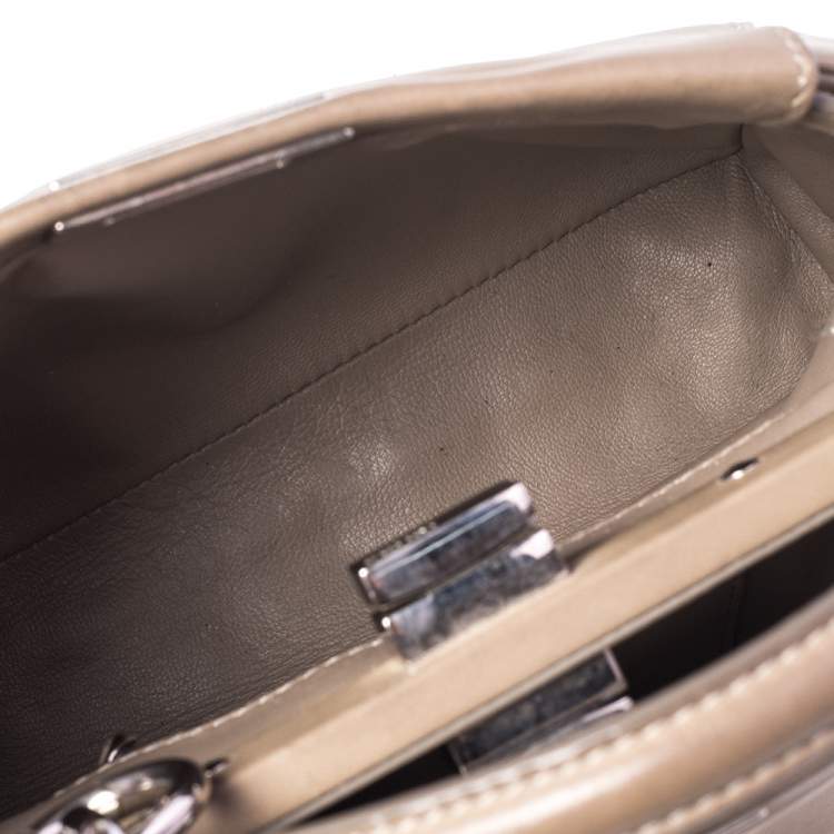 Pre Owned Fendi Beige Leather Mini Peekaboo Top Handle Bag