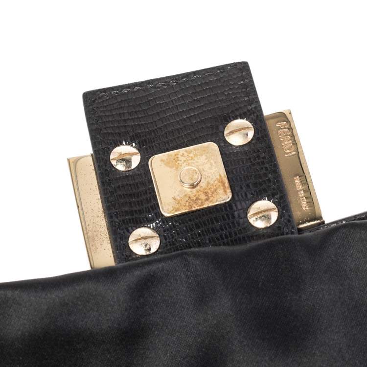 Pre Owned Fendi Multicolor Glitter Fabric Chain Embellished Ricami Baguette Flap Bag