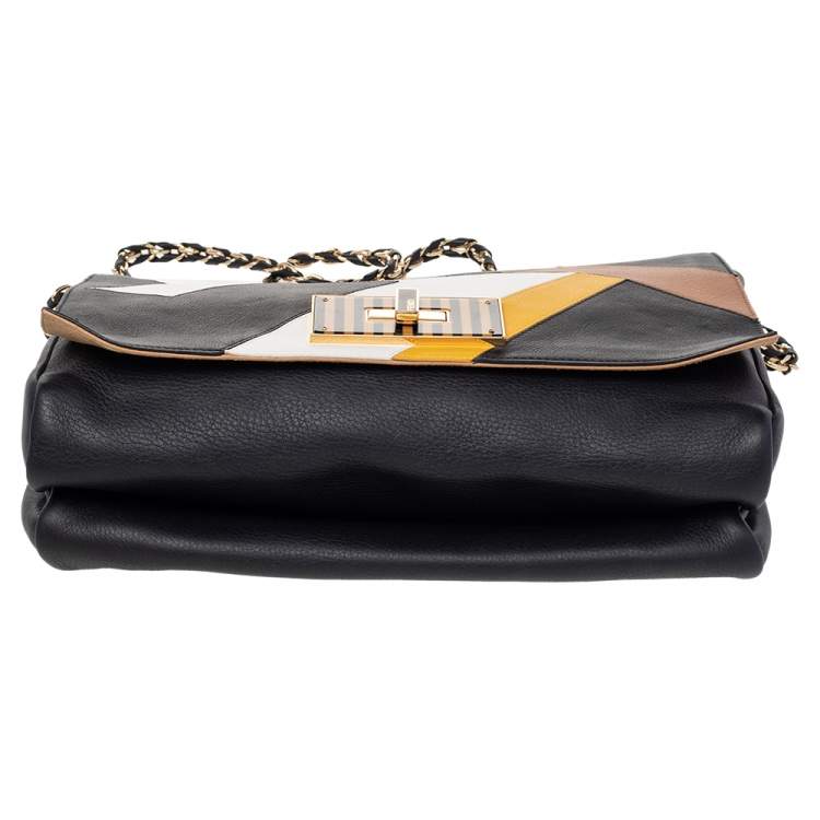 Pre Owned Fendi Black Leather Claudia Chain Shoulder Bag