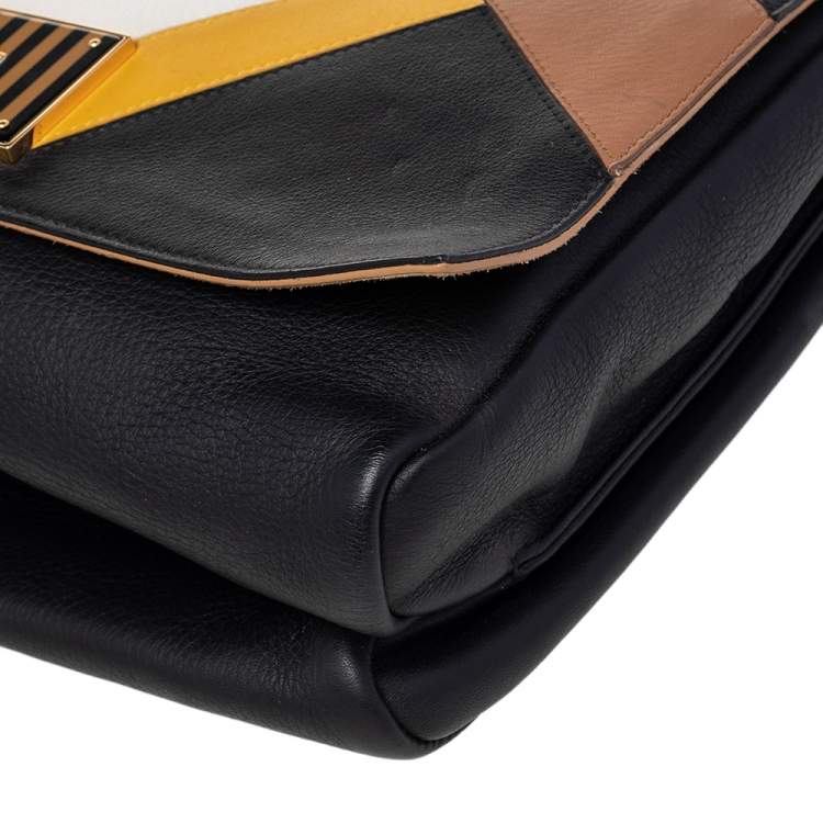 Pre Owned Fendi Black Leather Claudia Chain Shoulder Bag