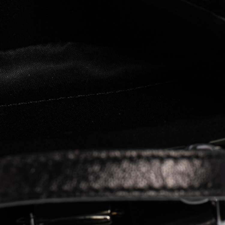 Pre Owned Fendi Black Beaded and Leather Micro Peekaboo Crossbody Bag