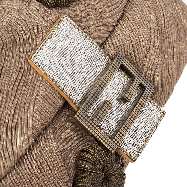 Pre Owned Fendi Brown/Gold Fabric Baguette Bag