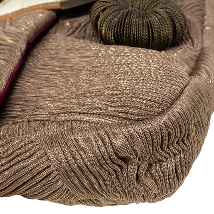 Pre Owned Fendi Brown/Gold Fabric Baguette Bag