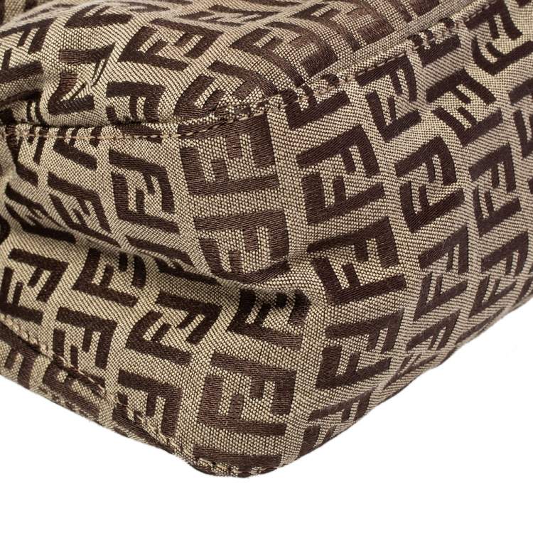 Pre Owned Fendi Beige/Brown Zucchino Canvas and Leather Mama Baguette Bag