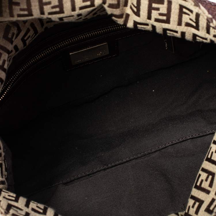 Pre Owned Fendi Beige/Brown Zucchino Canvas and Leather Mama Baguette Bag
