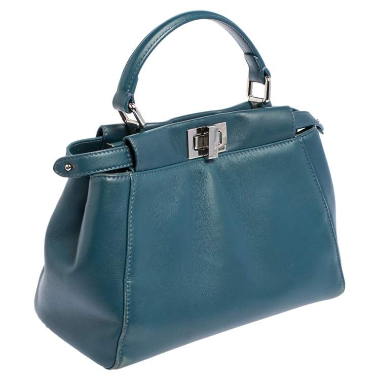 مملوكة مسبقًا Fendi Blue Leather Mini Peekaboo Top Handle Bag
