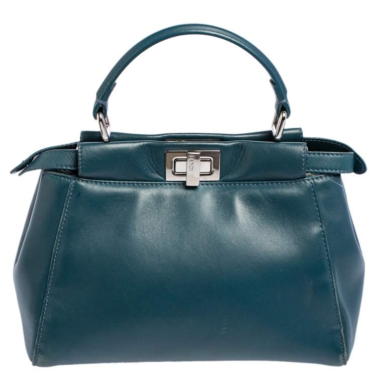 مملوكة مسبقًا Fendi Blue Leather Mini Peekaboo Top Handle Bag