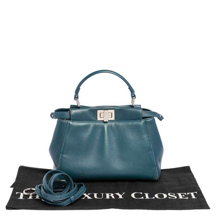 مملوكة مسبقًا Fendi Blue Leather Mini Peekaboo Top Handle Bag