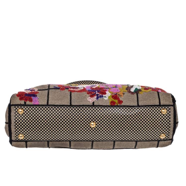 مملوكة مسبقًا Fendi Multicolor Canvas And Leather Embroidered Peekaboo Top Handle Bag