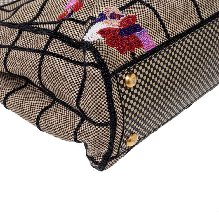 مملوكة مسبقًا Fendi Multicolor Canvas And Leather Embroidered Peekaboo Top Handle Bag