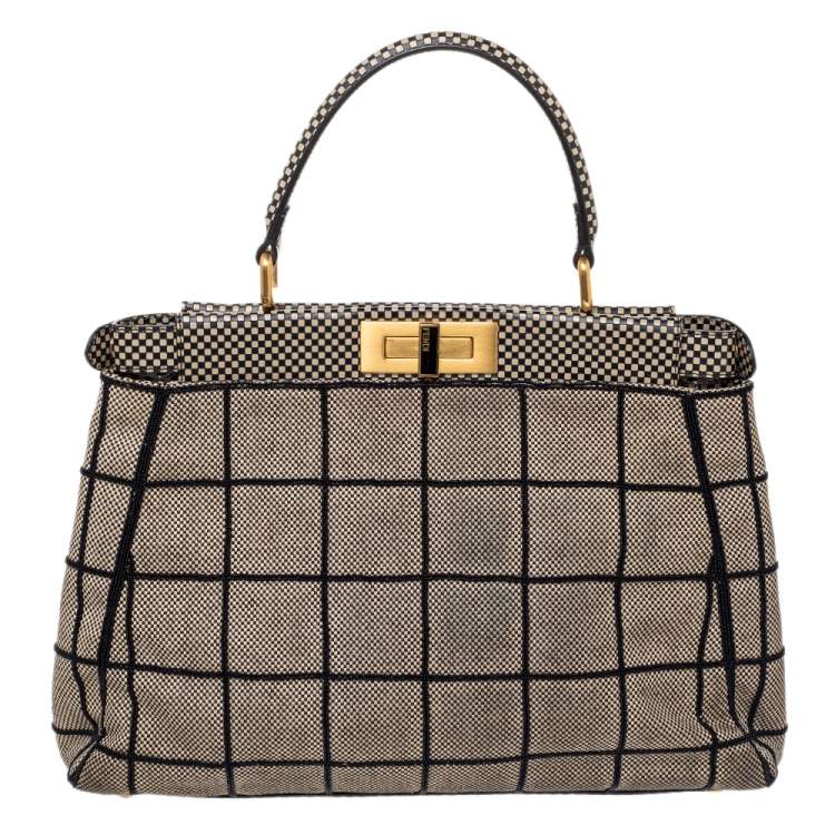 مملوكة مسبقًا Fendi Multicolor Canvas And Leather Embroidered Peekaboo Top Handle Bag