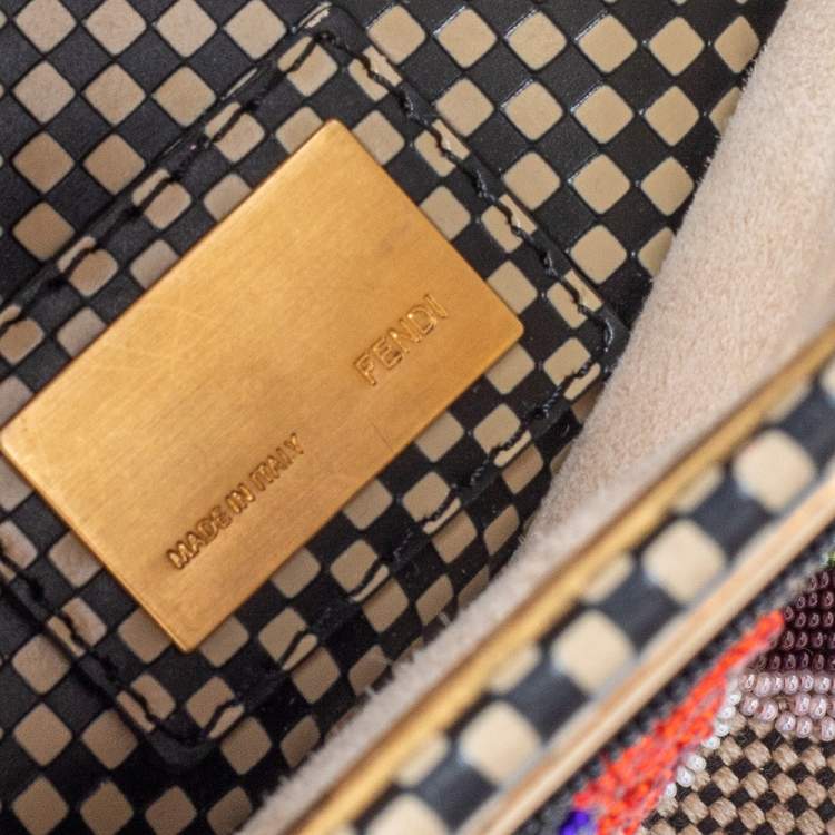 مملوكة مسبقًا Fendi Multicolor Canvas And Leather Embroidered Peekaboo Top Handle Bag