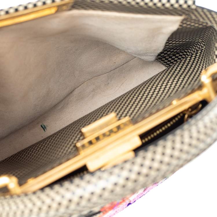 مملوكة مسبقًا Fendi Multicolor Canvas And Leather Embroidered Peekaboo Top Handle Bag