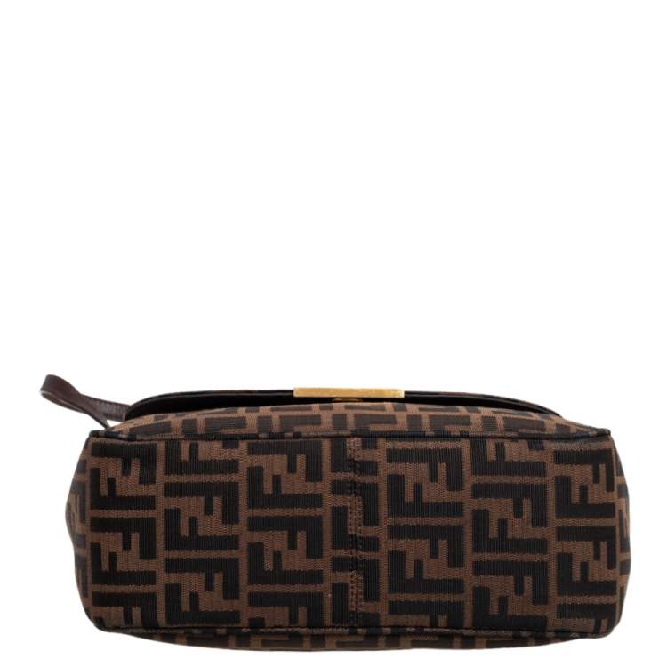 Pre Owned Fendi Tobacco Zucca Canvas and Leather Flap Crossbody Bag