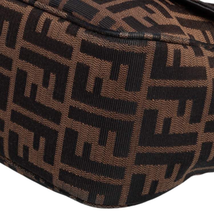 Pre Owned Fendi Tobacco Zucca Canvas and Leather Flap Crossbody Bag