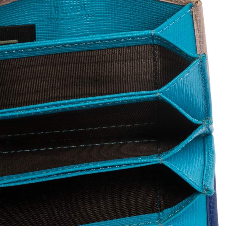 Pre Owned Fendi Multicolor Leather Elite Accordion Card Case