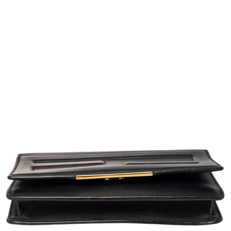 Pre Owned Fendi Black Leather Tube On Chain Wallet 