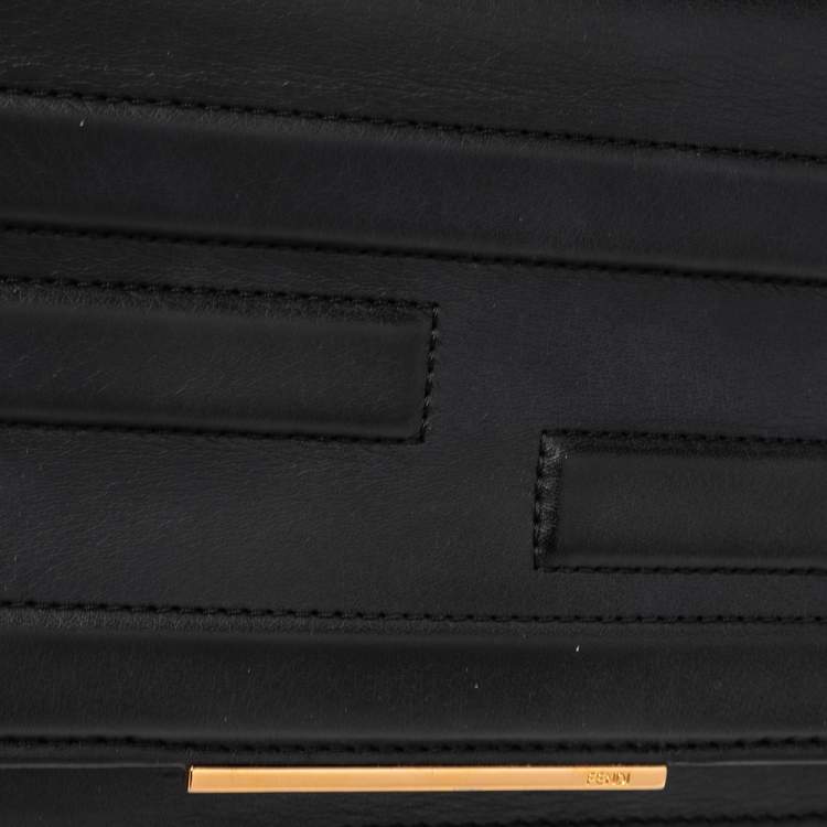Pre Owned Fendi Black Leather Tube On Chain Wallet 