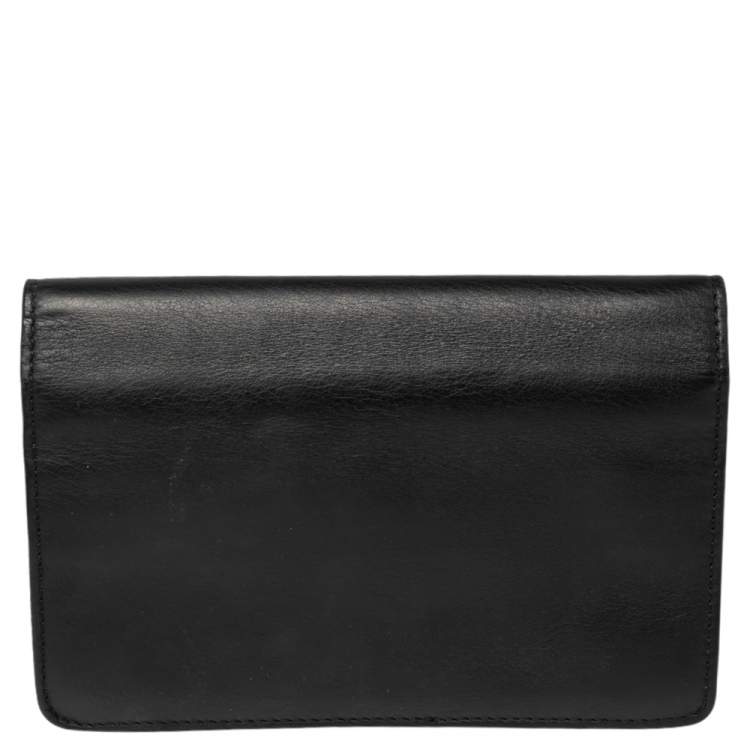 Pre Owned Fendi Black Leather Tube On Chain Wallet 