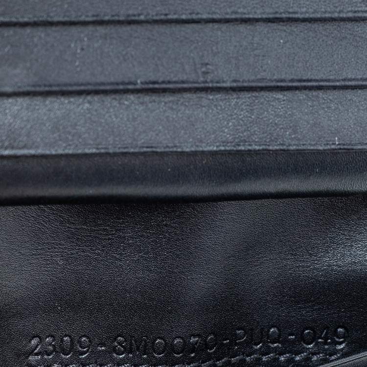 Pre Owned Fendi Black Zucchino Monogram Canvas and Leather Compact Zip Wallet