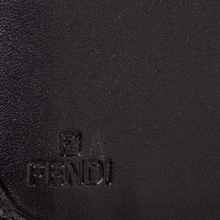 Pre Owned Fendi Tobacco Zucca Canvas and Leather Compact Zip Wallet