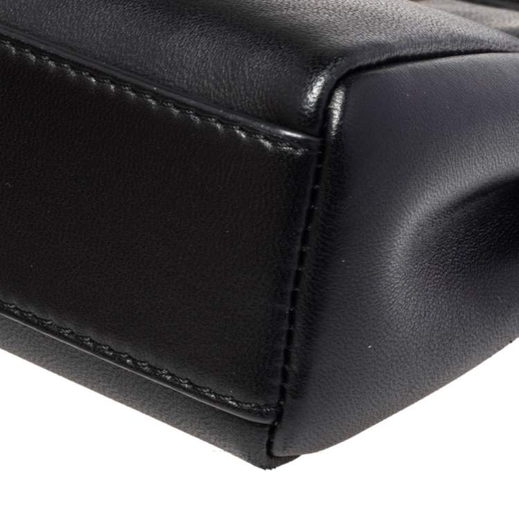 Pre Owned Fendi Black Leather Micro Peekaboo Crossbody Bag