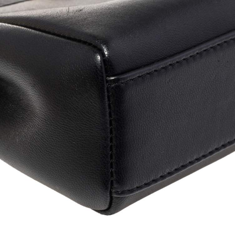 Pre Owned Fendi Black Leather Micro Peekaboo Crossbody Bag