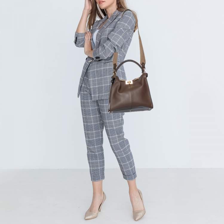 مملوكة مسبقًا Fendi Brown Leather Peekaboo X-Lite Top Handle Bag