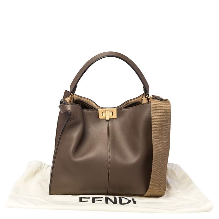 مملوكة مسبقًا Fendi Brown Leather Peekaboo X-Lite Top Handle Bag