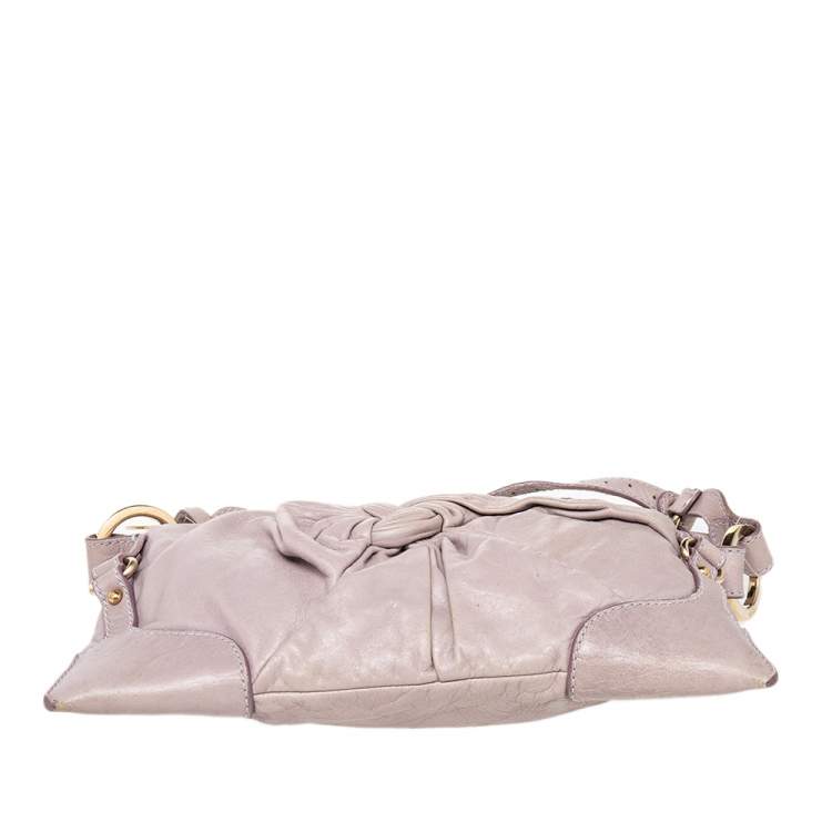 Pre Owned Fendi Rose Pink Leather Knot Baguette 