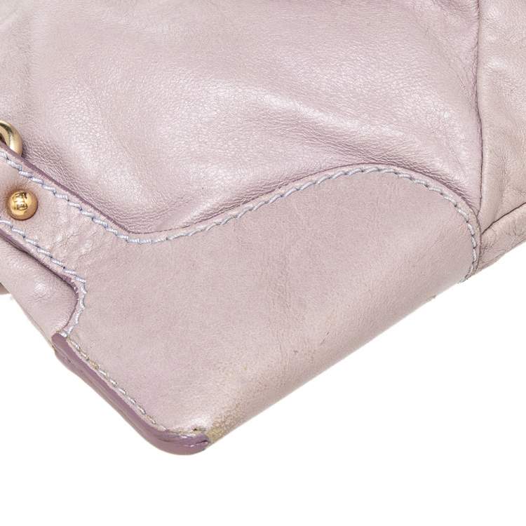 Pre Owned Fendi Rose Pink Leather Knot Baguette 