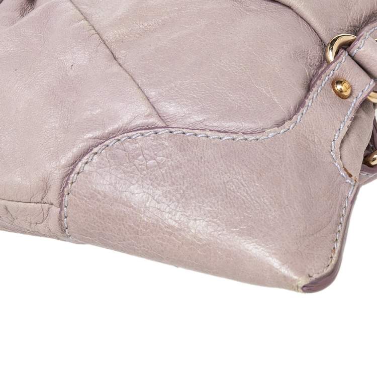 Pre Owned Fendi Rose Pink Leather Knot Baguette 