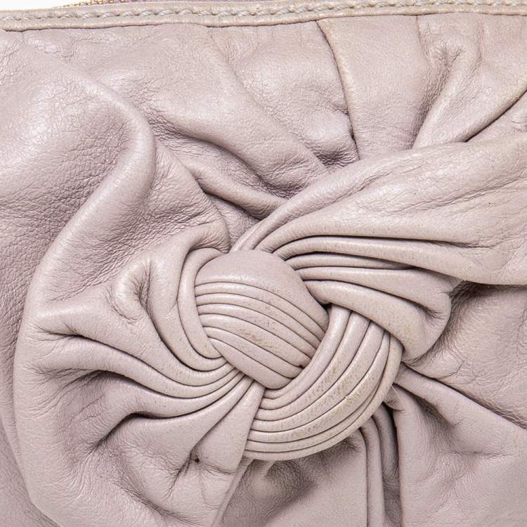 Pre Owned Fendi Rose Pink Leather Knot Baguette 