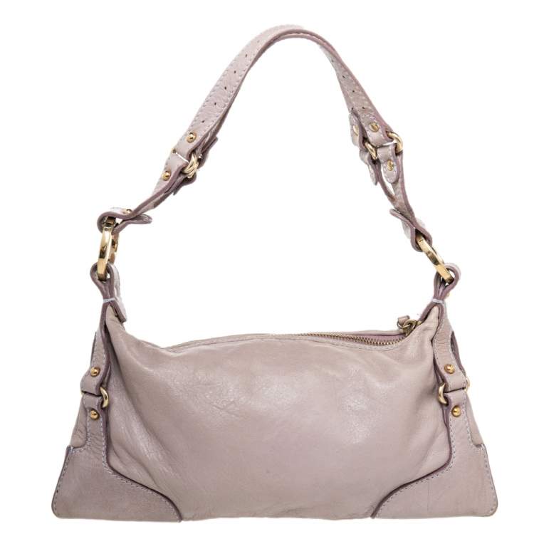 Pre Owned Fendi Rose Pink Leather Knot Baguette 