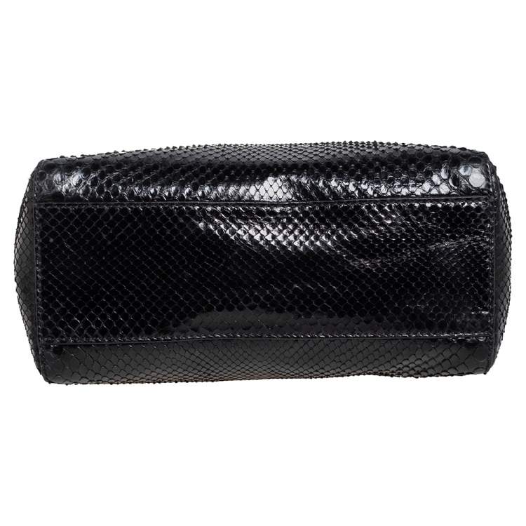 Pre Owned Fendi Black Python Mini Peekaboo Top Handle Bag