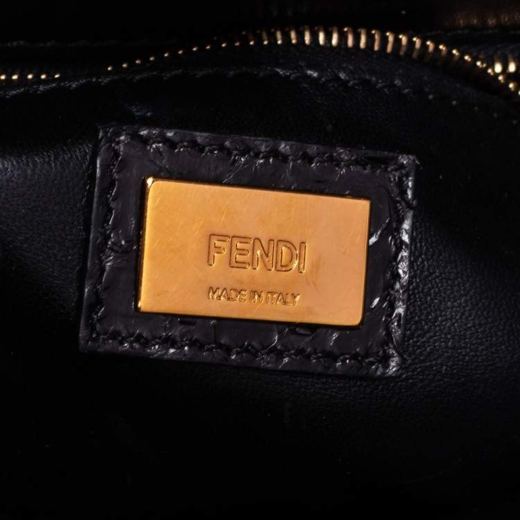 Pre Owned Fendi Black Python Mini Peekaboo Top Handle Bag