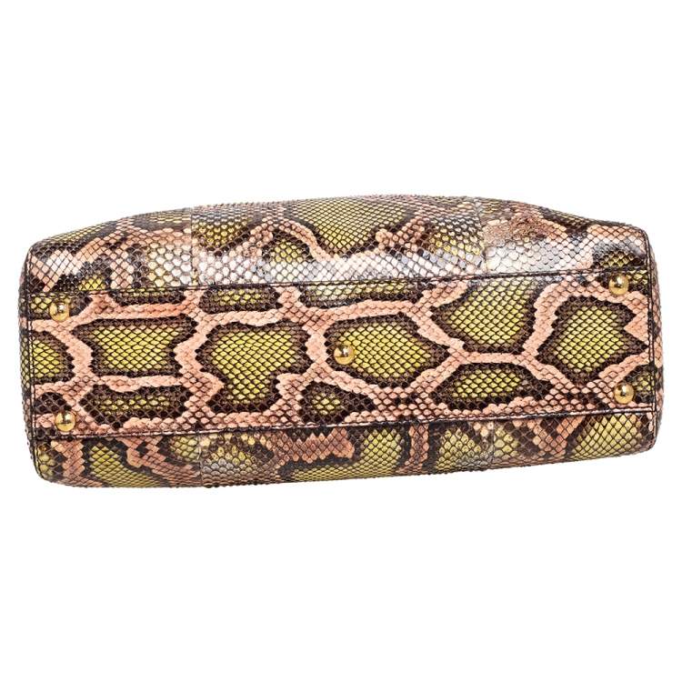 Pre Owned Fendi Tri Color Python Medium Peekaboo Top Handle Bag