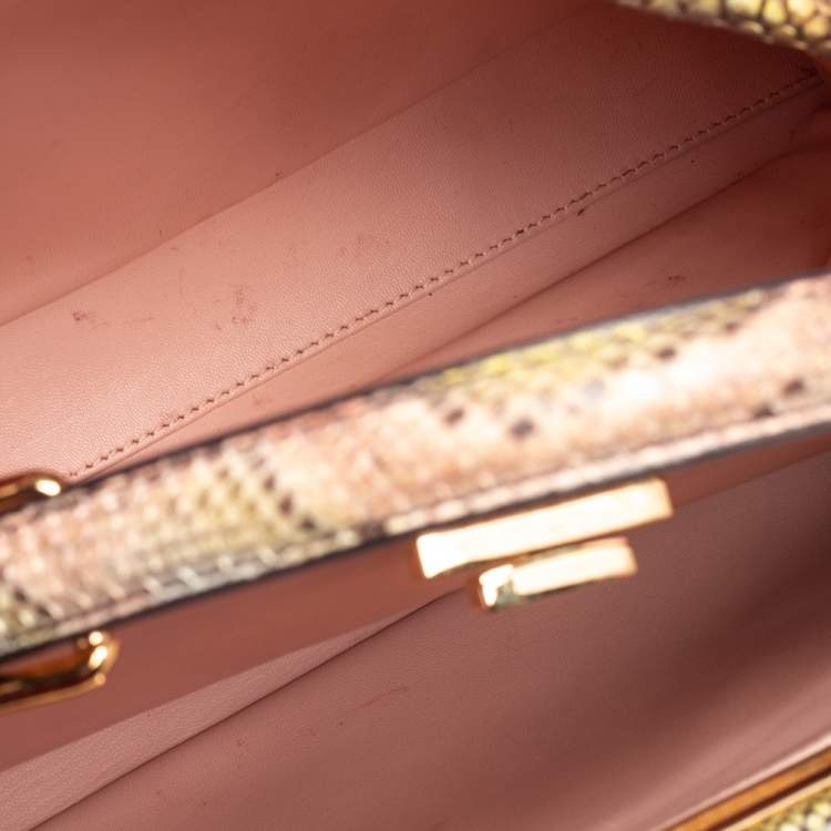 Pre Owned Fendi Tri Color Python Medium Peekaboo Top Handle Bag