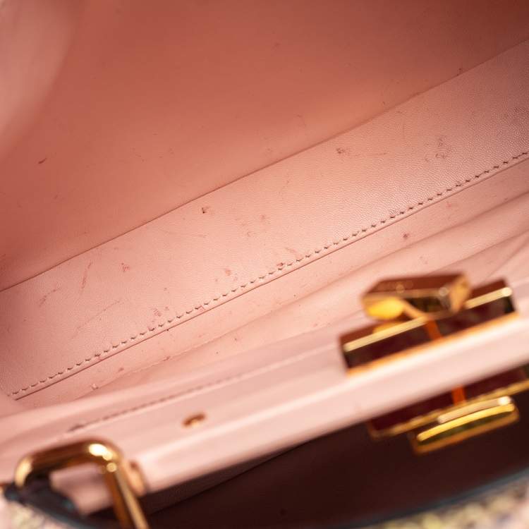 Pre Owned Fendi Tri Color Python Medium Peekaboo Top Handle Bag